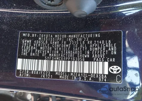 2023 Toyota Corolla Se z USA, uszkodzony, nr VIN 5YFS4MCE1PP163056